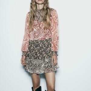 Zara Contrasting Print Short Dress